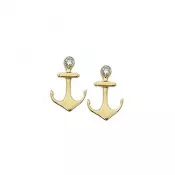 Gold Diamond Anchor Stud Earrings  