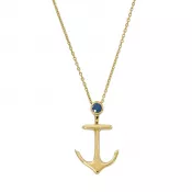 Gold and Sapphire Anchor Necklace-Large 