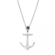 Sterling and Sapphire Anchor Necklace-Large