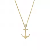 Gold and Diamond Anchor Necklace-Medium