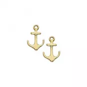Gold Anchor Stud Earrings - Small