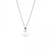 Sterling and Sapphire Anchor Necklace - Small